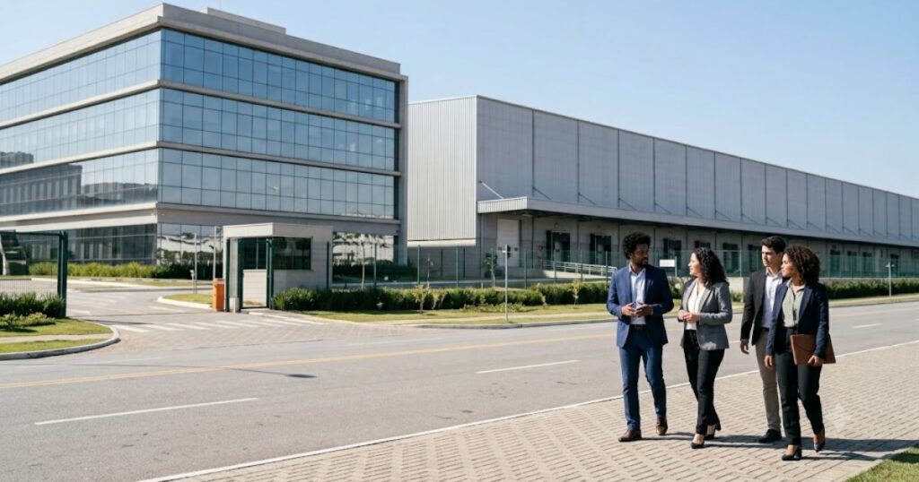 Predio comercial e galpao logistico de empresas do mesmo grupo empresarial