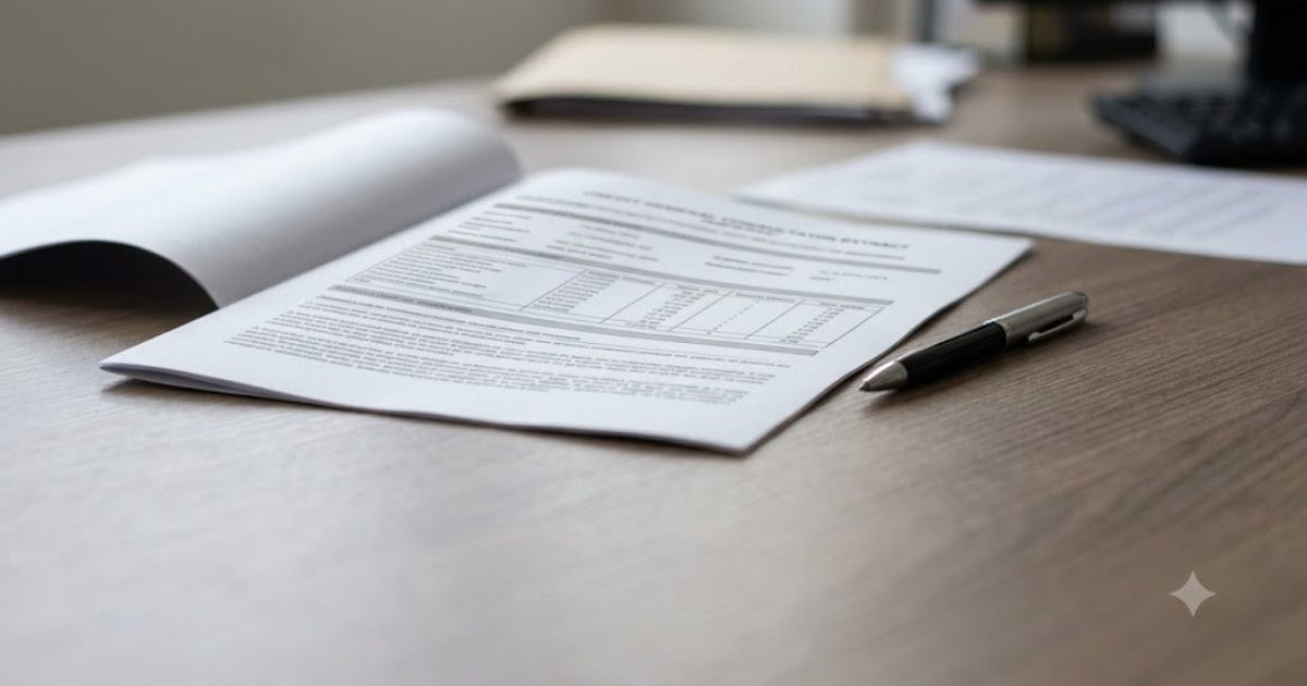 extrato de consulta de credito impresso com caneta