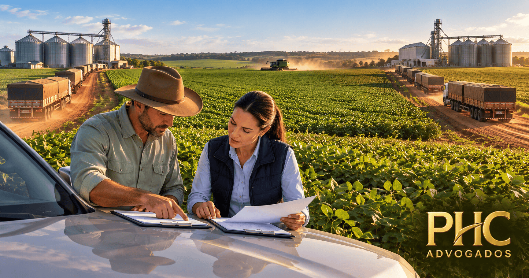 Produtora rural e consultora analisando crédito lastreado em safra