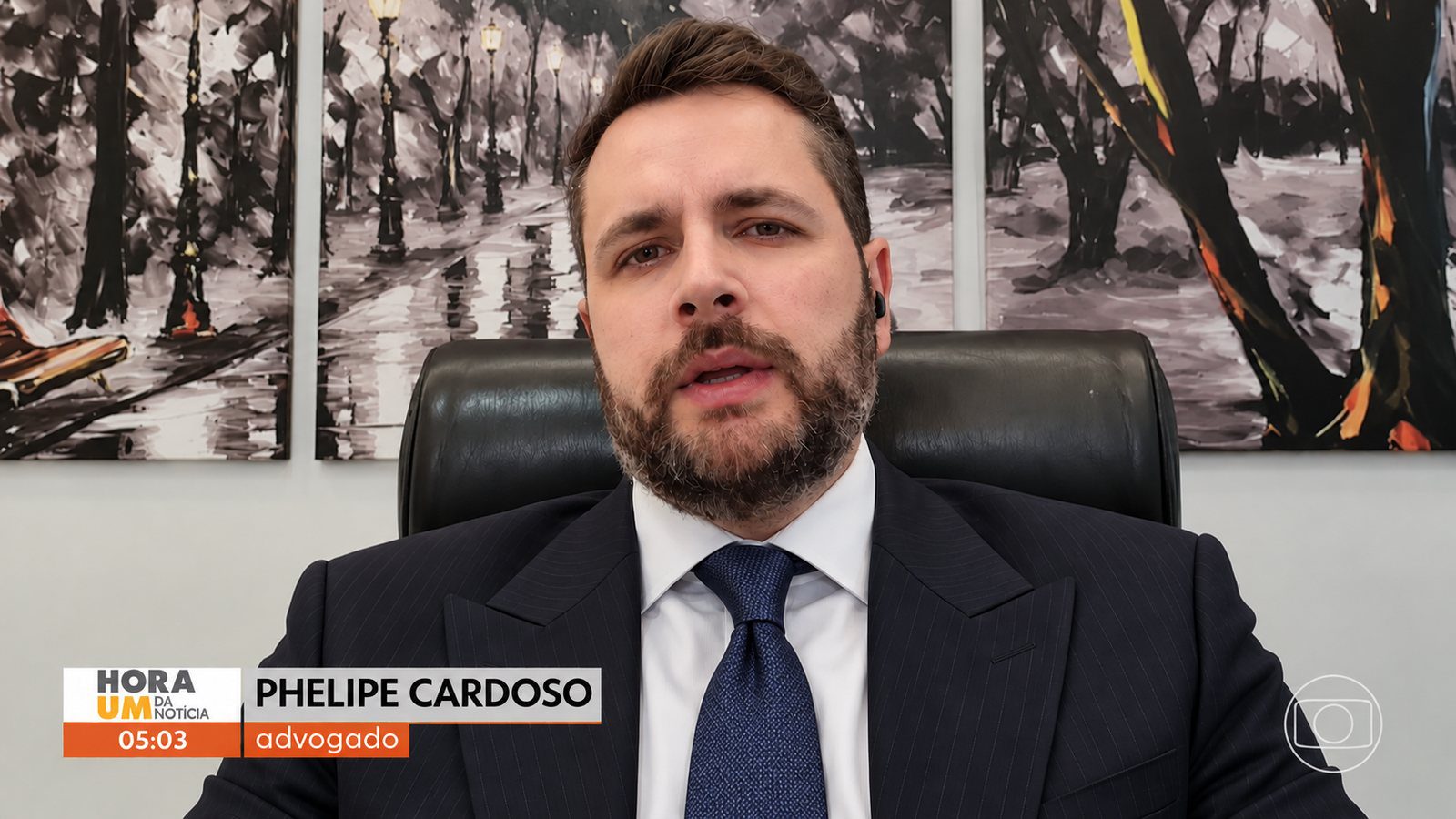 Phelipe Cardoso em participação no Hora 1, da TV Globo
